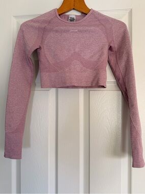 Gymshark Pink Seamless Long Sleeve Crop Top Size S